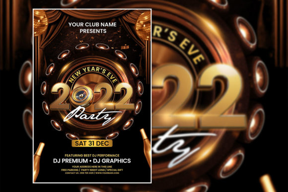 Black Gold New Year Poster Template: Create Stunning Invitations