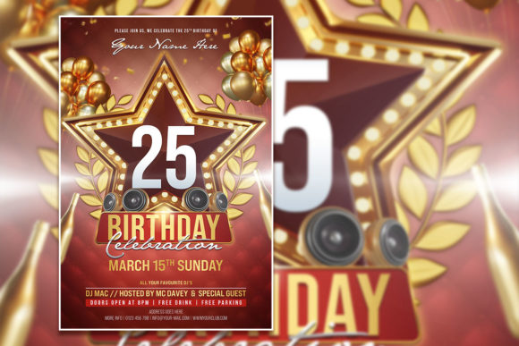 Modern Birthday Party Invitation & Editable Flyer Template