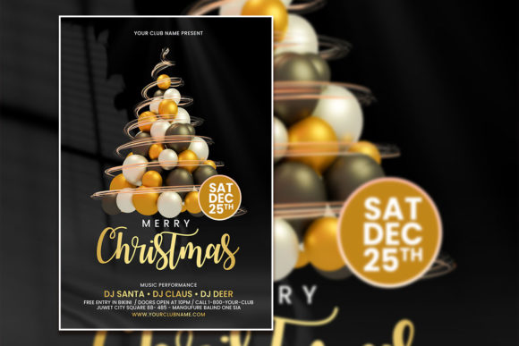 Modern Merry Christmas Poster Template for Festive Designs