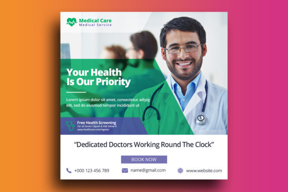 Professional Medical Healthcare Social Media Post Design Template