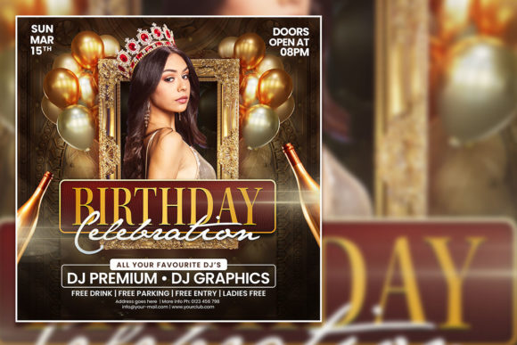 Vintage Style Birthday Social Media Post & Flyer Template